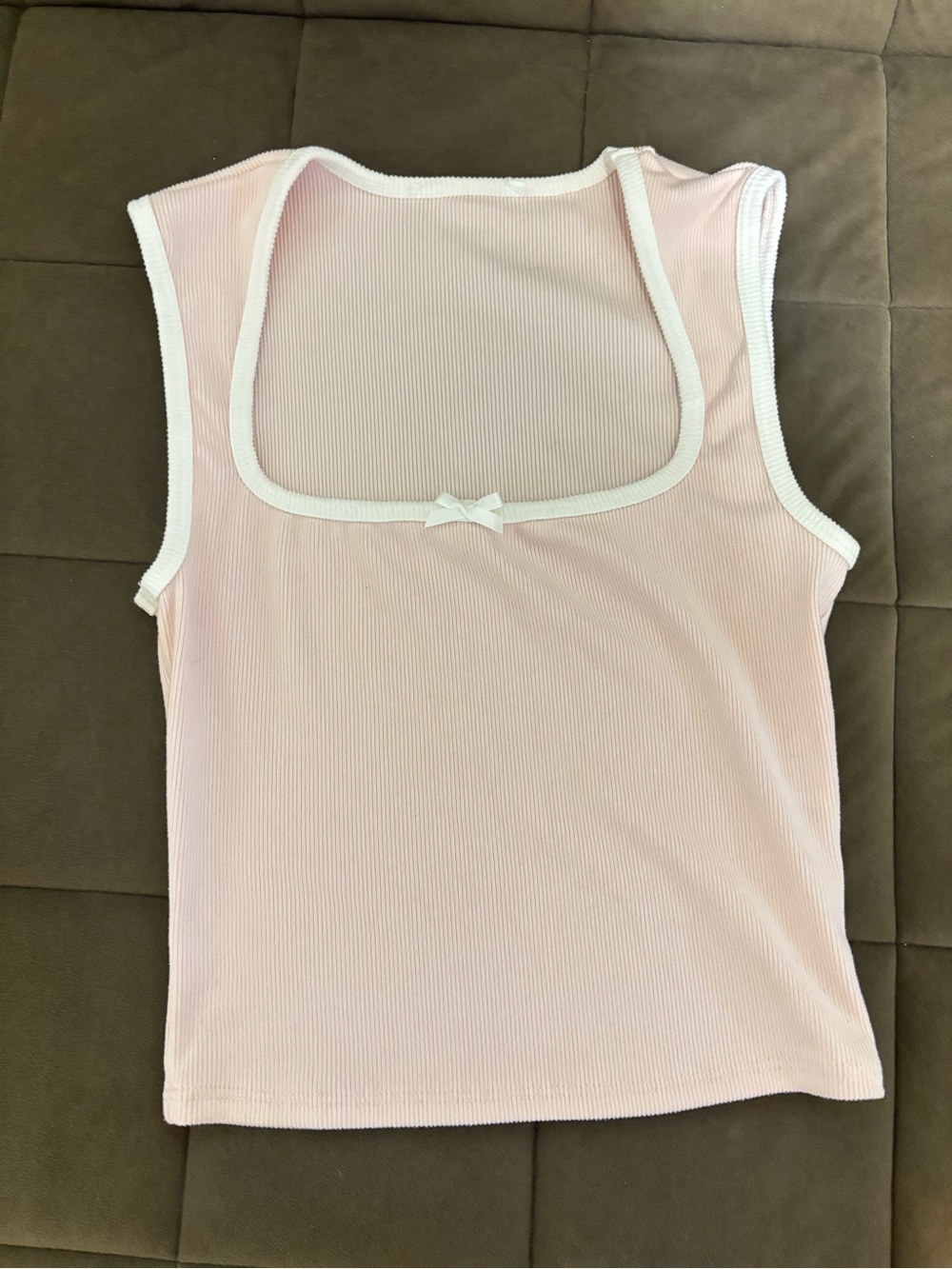 Women’s Light Pink Ribbed Square-Neck Camisole